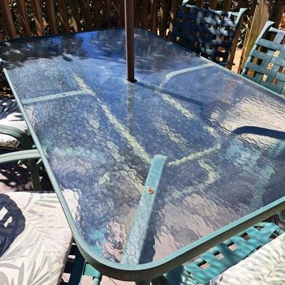 Glass & Green Outdoor Patio Table and Chairs Set (BD-SD)
