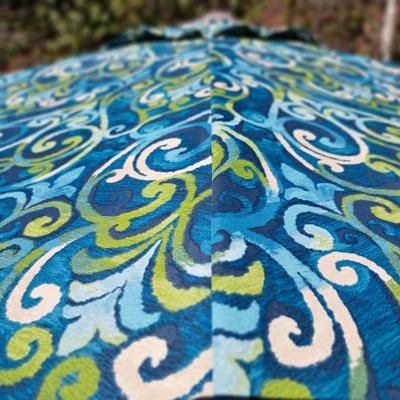 Swirly Blue & Green Fleur-de-lis Umbrella and Stand (BD-SD)