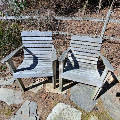 Pair of Wooden Patio Arm Chairs (BD-SD)