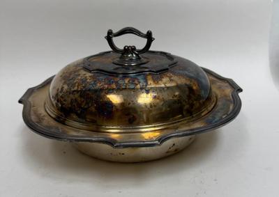 Vintage Silver-plated Lidded Divided Casserole Dish Lawerence B Smith Co. EPNS Silver-plate Bowl Dish Server with Cover