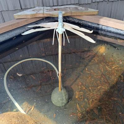 Copper and Wood Dragonfly Garden Fountain (FD-SD)