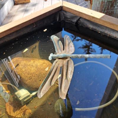 Copper and Wood Dragonfly Garden Fountain (FD-SD)