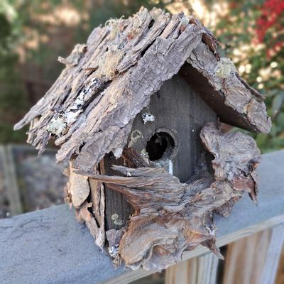 Three Rustic Birdhouses & Suet Feeder (BD-SD)