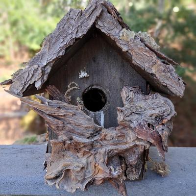 Three Rustic Birdhouses & Suet Feeder (BD-SD)