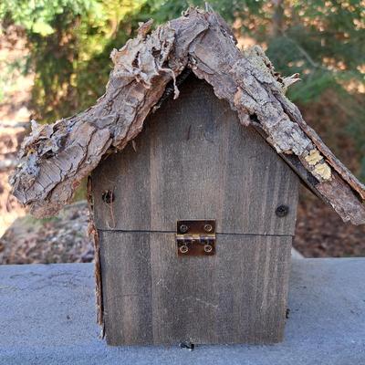 Three Rustic Birdhouses & Suet Feeder (BD-SD)