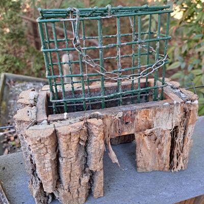 Three Rustic Birdhouses & Suet Feeder (BD-SD)