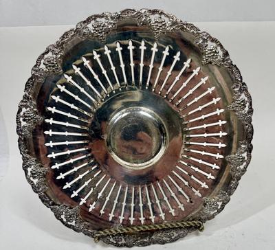 Sheffield Silverplate L.B.S. Co. Grape Vine Pattern Pierced Design Compote