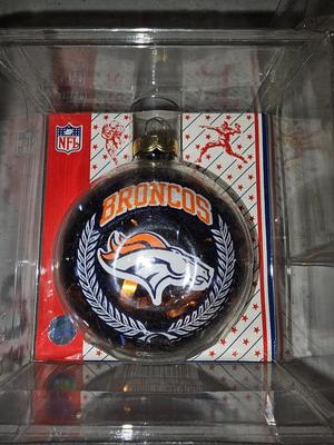 NFL Denver Broncos ornament and a NFL Colorado Rockies ornament
