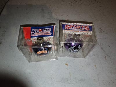 NFL Denver Broncos ornament and a NFL Colorado Rockies ornament