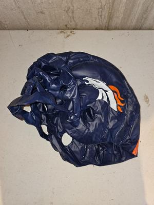 New with tags Denver Broncos long sleeve Hooded Shirt - orange pom-poms and an inflatable helmet