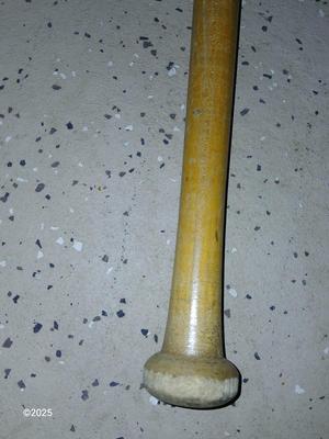 Wooden Rawlings Adirondack t-ball bat - two softball gloves - and a ball