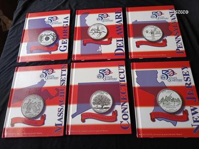 Six 50 state Quarters books - Georgia - Delaware - Pennsyvania - New Jersey - Connecticut - Massachusetts - Hardbacks