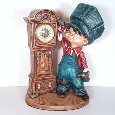 LOT 41D: 1970s Byron Molds Ceramic Boy with Wind-Up Clock