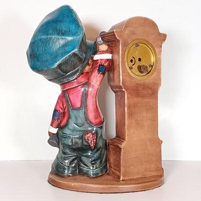 LOT 41D: 1970s Byron Molds Ceramic Boy with Wind-Up Clock