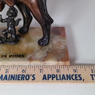 LOT 42D: Ricordo di Roma Bronze Statue of The Capitoline Wolf with Romulus and Remus on Marble Base