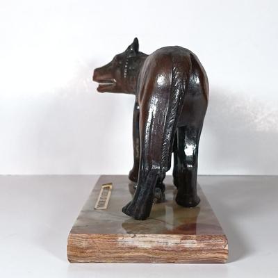 LOT 42D: Ricordo di Roma Bronze Statue of The Capitoline Wolf with Romulus and Remus on Marble Base