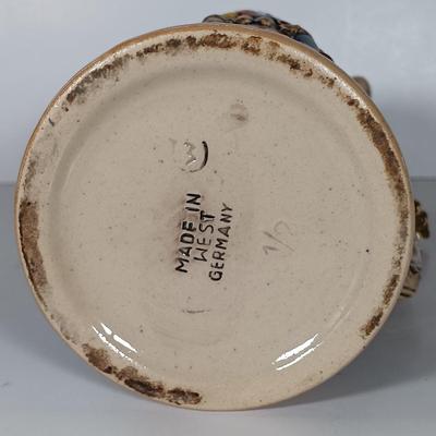 LOT 45D: Vintage West German Lidded Beer Stein, Mapsa Stein Music Box & Pair of German-Style Beer Steins