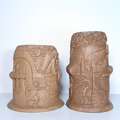 LOT 46D: Rosler Tettau-Bavaria Schnapps Bottle, Faux Wood German Ice Buckets & Royal Porcelain Bavaria Mug