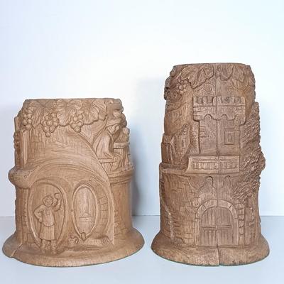 LOT 46D: Rosler Tettau-Bavaria Schnapps Bottle, Faux Wood German Ice Buckets & Royal Porcelain Bavaria Mug