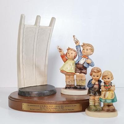 LOT 47D: Goebel Hummel Auf Wiedersehen Airlift Memorial Set & We Congratulate Figurine
