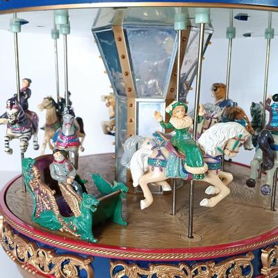 LOT 51D: Mr. Christmas Marquee Merry Go Round, Timex Miniature Carousel Horse Clock & MSR Metal Carousel Music Box
