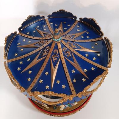 LOT 51D: Mr. Christmas Marquee Merry Go Round, Timex Miniature Carousel Horse Clock & MSR Metal Carousel Music Box