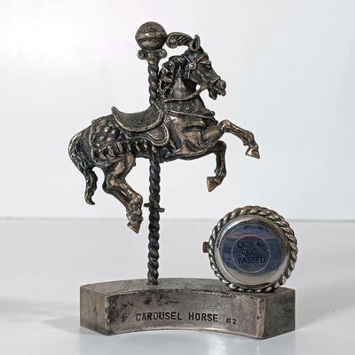 LOT 51D: Mr. Christmas Marquee Merry Go Round, Timex Miniature Carousel Horse Clock & MSR Metal Carousel Music Box