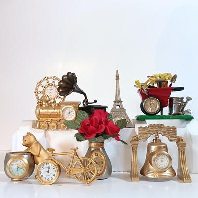 LOT 55D: Miniature Collectible Clocks: Elgin, Timex & More