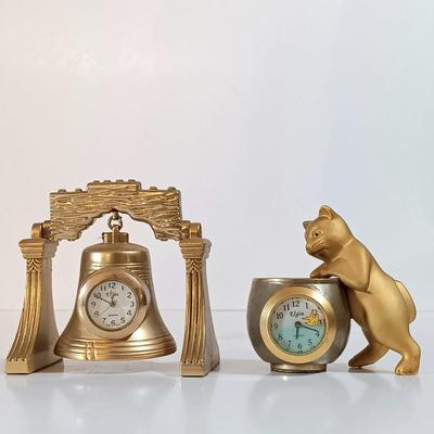 LOT 55D: Miniature Collectible Clocks: Elgin, Timex & More