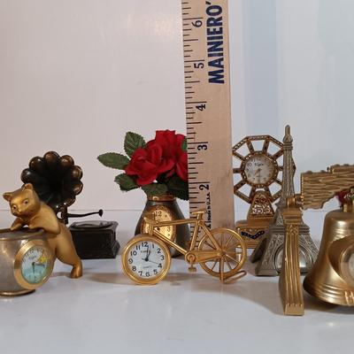 LOT 55D: Miniature Collectible Clocks: Elgin, Timex & More