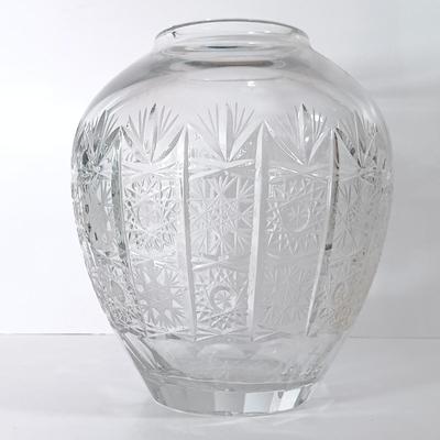 LOT 57D: Bohemian Cut Crystal Vase, Chinese Green Iridescent Pottery & Crystal Picture Frame