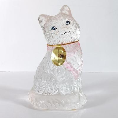 LOT 59D: West German Crystal Clock, Anna Hütte Crystal Basket & Bradford Exchange Sophisticats 'Sparkle' Cat Figurine