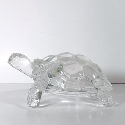 LOT 60D: Turtle Collection: Tiffany-Style Green Glass Turtle Lamp, Bohemian Green Glass Turtle Trinket Box, Indian Metal Turtle Tray...