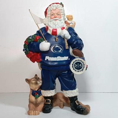 LOT 61D: Martin Lake Studios Signed and Numbered Penn State Santa w/ Danbury Mint Penn State Mr and Mrs Claus