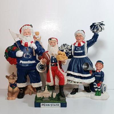LOT 61D: Martin Lake Studios Signed and Numbered Penn State Santa w/ Danbury Mint Penn State Mr and Mrs Claus