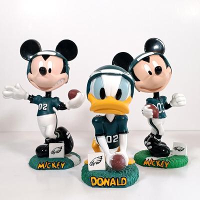 LOT 65B: Bobble Dobbies Disney NFL Eagles Mickey Mouse and Donald Duck