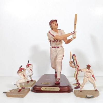 LOT 66B: The Danbury Mint Mike Schmidt Figurine w/ MLBPA Mini Phillies Figurines