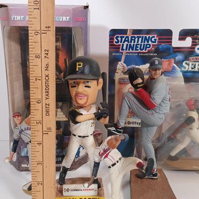 LOT 72B: Sports Illustrated Pewter Frank Thomas Figurine, McFarlane Toys Curt Schilling, Hasbro Starting Lineup Ken Griffey Jr & More