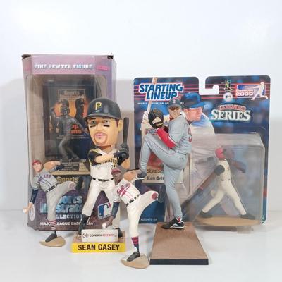 LOT 72B: Sports Illustrated Pewter Frank Thomas Figurine, McFarlane Toys Curt Schilling, Hasbro Starting Lineup Ken Griffey Jr & More