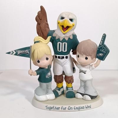 LOT 73B: Forever Collectibles Eagles Numbered Swoop the Mascot, Precious Moments 'Together for an Eagles Win' &...