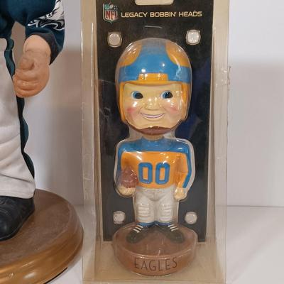 LOT 79B: Vintage Philadelphia Eagles Wall Plaque, Fred Dingler Signed Print, Gemmy Rockin' Randall Doll & More