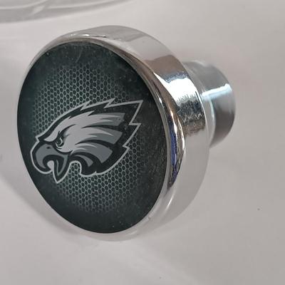 LOT 79B: Vintage Philadelphia Eagles Wall Plaque, Fred Dingler Signed Print, Gemmy Rockin' Randall Doll & More