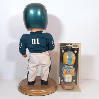 LOT 79B: Vintage Philadelphia Eagles Wall Plaque, Fred Dingler Signed Print, Gemmy Rockin' Randall Doll & More