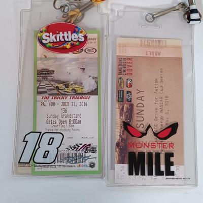 LOT 121B: Nascar Set of (2) Signed Kyle Busch Photos, Tony Stewart Bobble Head & Game Tickets