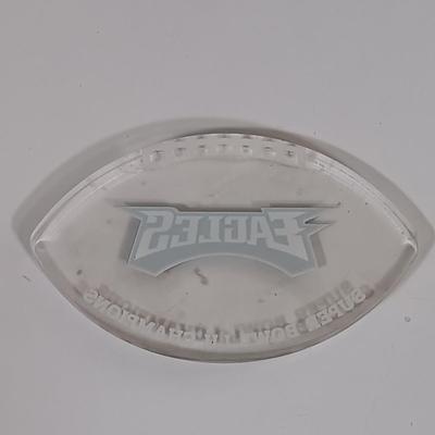LOT 123B: Eagles Superbowl LII Wall Art w/ Collectible Plate and Resin Football