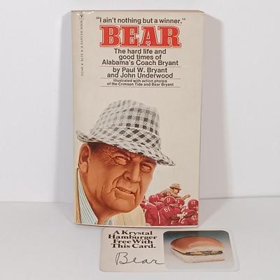 LOT 128B: Bear Bryant Autographed Book - Bear by Paul W. Bryant and John Underwood