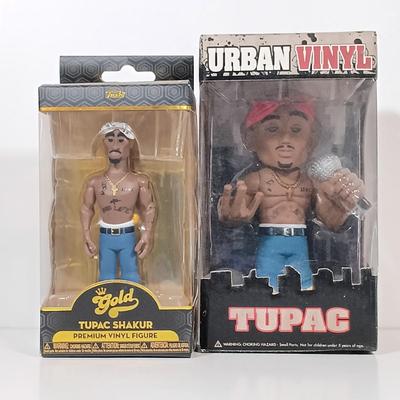 LOT 129B: Funko Gold and Urban Vinyl Tupac Shakur Figurines