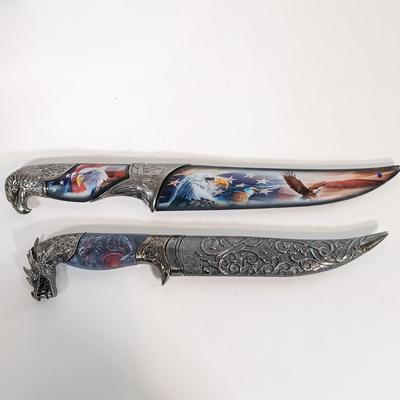 LOT 132B: Set of (3) Collectible Knives w/ John Wayne Knife Wall Art