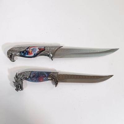 LOT 132B: Set of (3) Collectible Knives w/ John Wayne Knife Wall Art