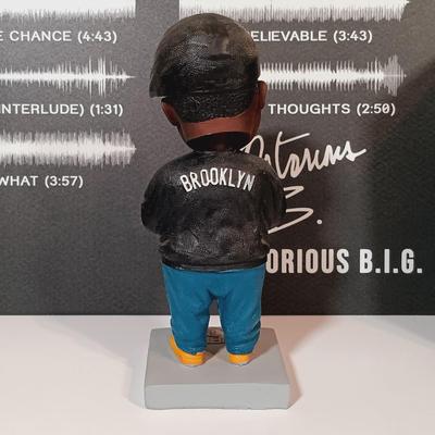 LOT 137B: The Notorious B.I.G. Chalk Art, Bobble Heads, Glasses & Metal Sign